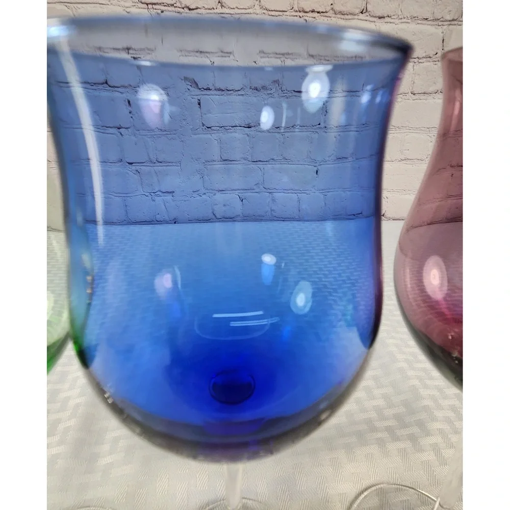 Lenox Gems Tulip Wine Glasses Set of 4 Multicolor Crystal Stemware 8.75